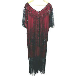 Radtengle Flapper Dress 4XL Fringe Beaded Flapper 20s Red Black Sequin
